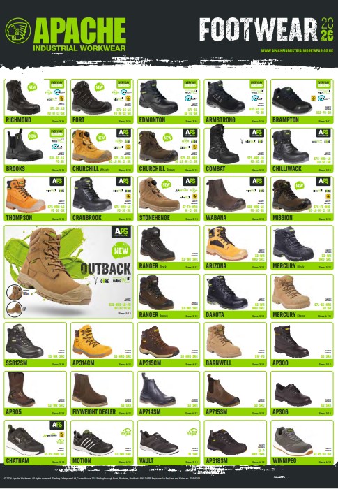 Apache Footwear Wall Chart 2026